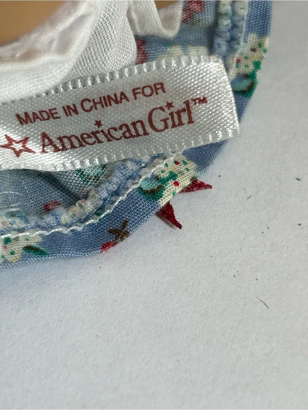 American Girl Doll Retired Blue Floral Dress Doll with Red Accents